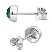 Green Cubic Zirconia Silver Stud Earrings, e426st